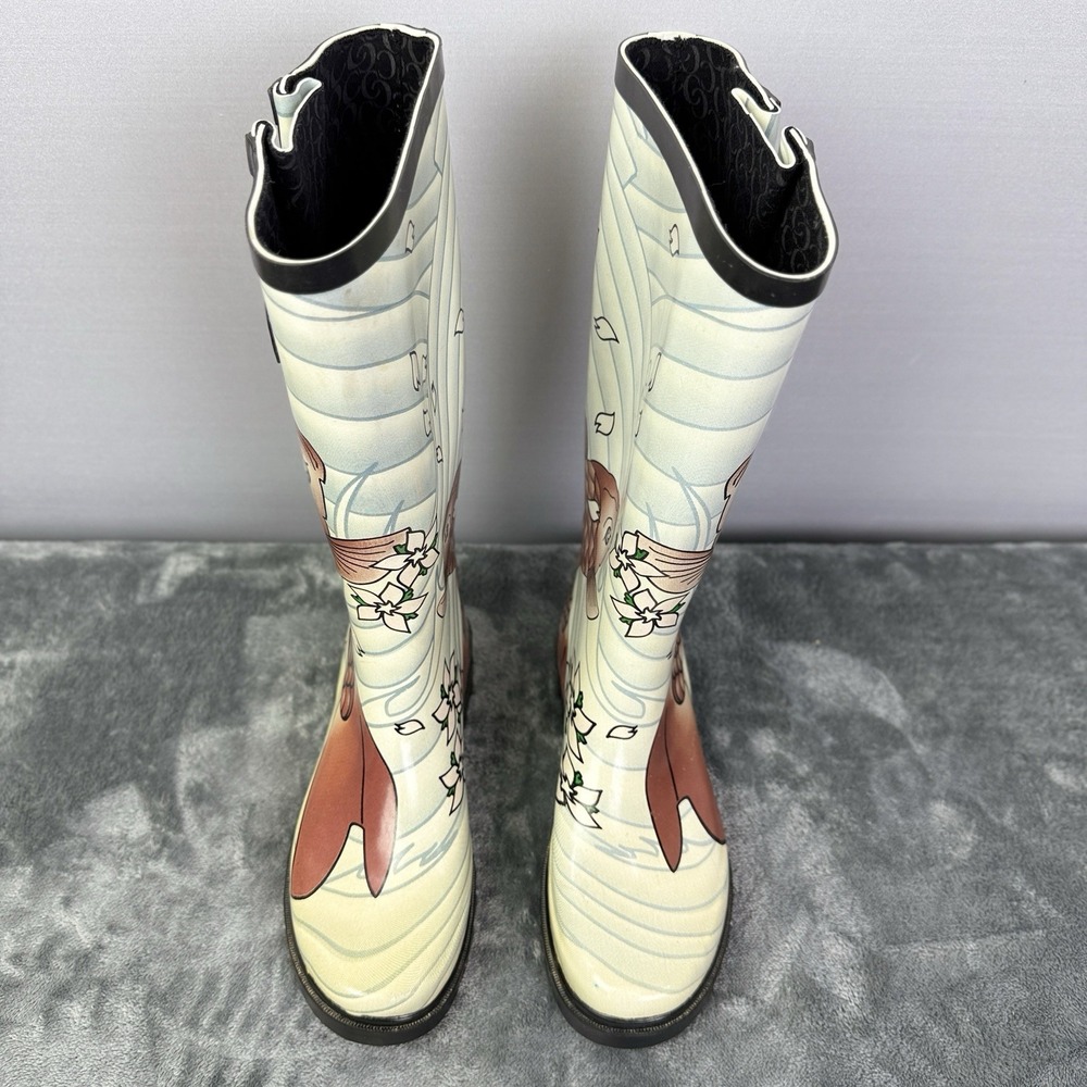 Chooka  Vintage Rain Galoshes Duck Boots KOI FISH POND Fun & Festive Boots Sz‎ 6 - Picture 2 of 10